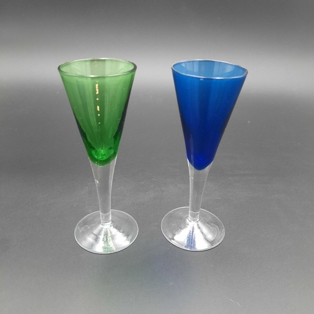 Vintage Glass Martini Cocktail Glasses Set Of 2